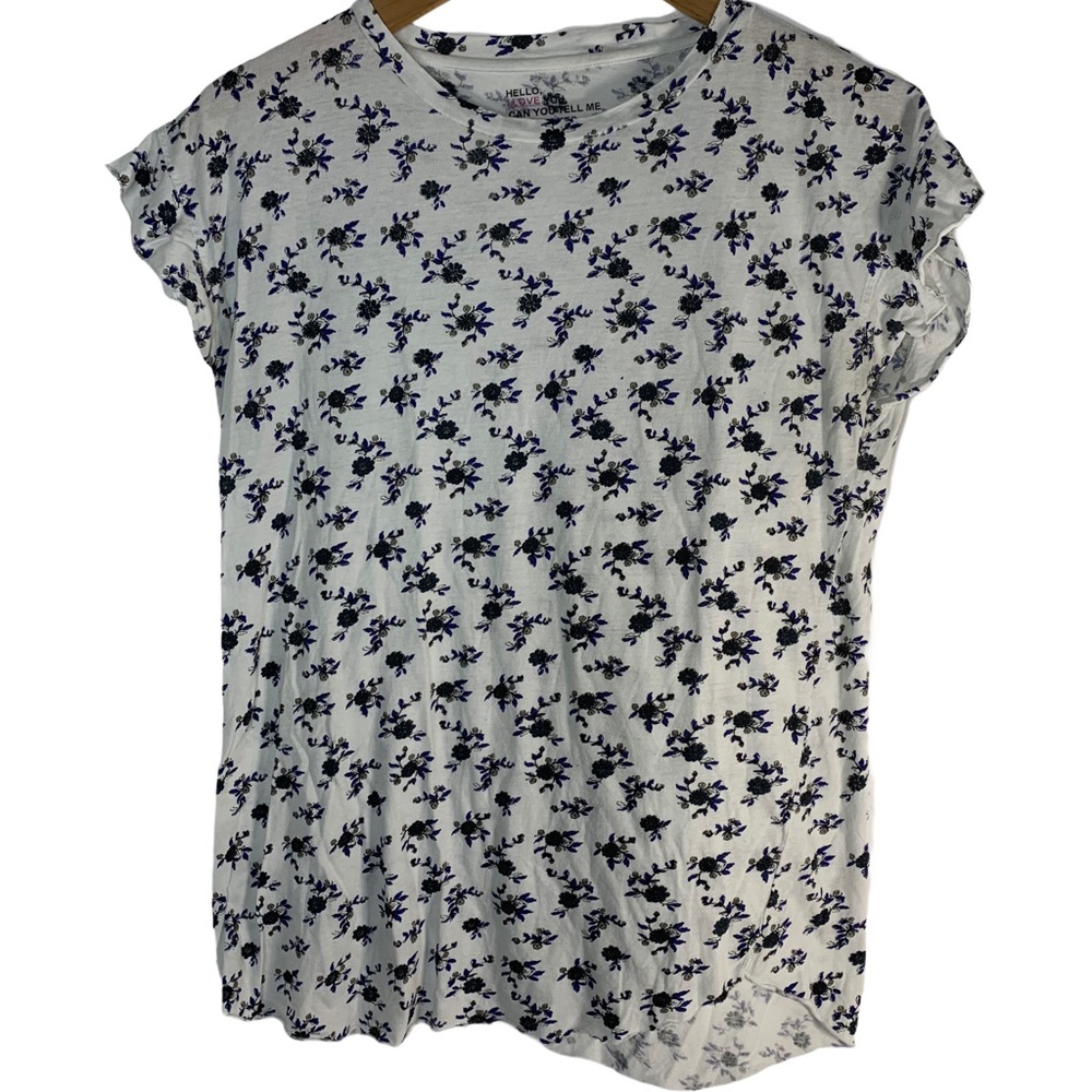 Leon &‎ Harper floral print ruffle sleeve tee small